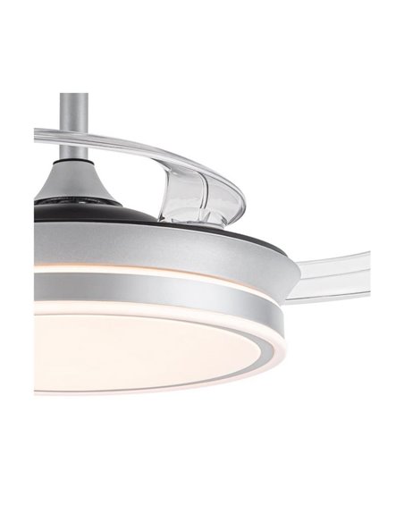 Ventoinha de teto LED com pás retráteis EVO MINI prata, 46W 5520Lm CCT Dim Smart