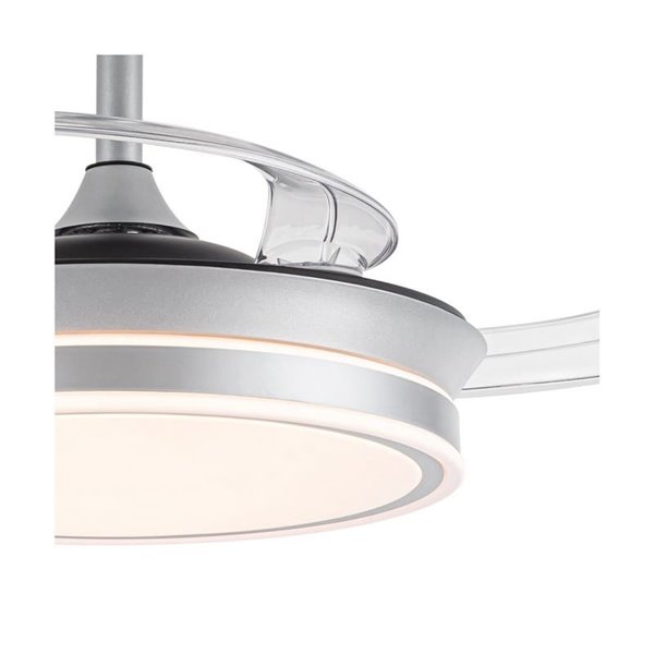 Ventilador de techo LED con aspas retráctiles EVO MINI plata, 46W 5520Lm CCT Dim Smart