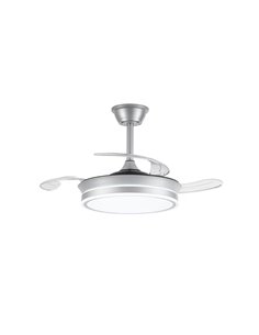 Ventilateur de plafond LED à pales rétractables EVO MINI argent, 46W 5520Lm CCT Dim Smart