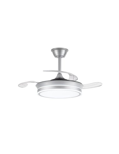 Ventilador de techo LED con aspas retráctiles EVO MINI plata, 46W 5520Lm CCT Dim Smart