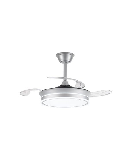 Ventilateur de plafond LED à pales rétractables EVO MINI argent, 46W 5520Lm CCT Dim Smart
