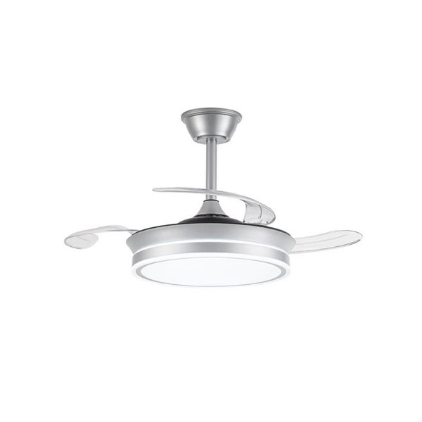 Ventilador de techo LED con aspas retráctiles EVO MINI plata, 46W 5520Lm CCT Dim Smart