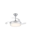 Ventilador de techo LED con aspas retráctiles EVO MINI plata, 46W 5520Lm CCT Dim Smart