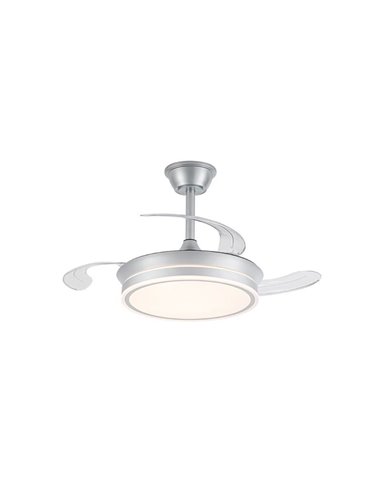 Ventilateur de plafond LED à pales rétractables EVO MINI argent, 46W 5520Lm CCT Dim Smart