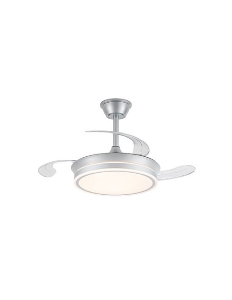 Ventilador de techo LED con aspas retráctiles EVO MINI plata, 46W 5520Lm CCT Dim Smart