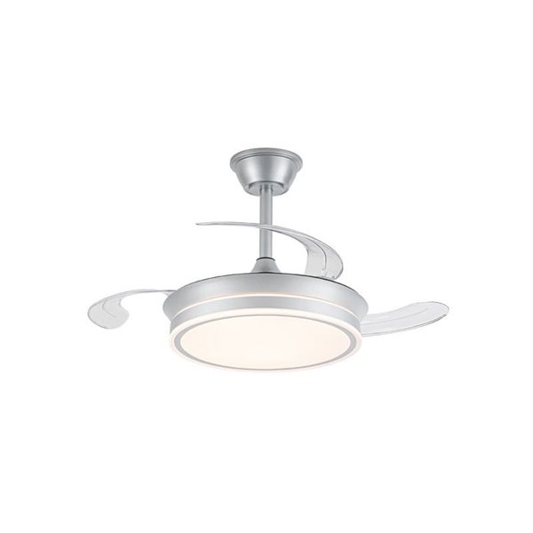 Ventilador de techo LED con aspas retráctiles EVO MINI plata, 46W 5520Lm CCT Dim Smart