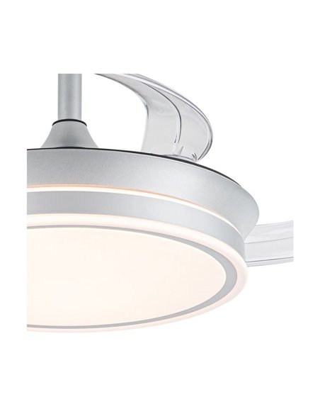 Ventilador de techo LED con aspas retráctiles EVO MINI plata, 46W 5520Lm CCT Dim Smart