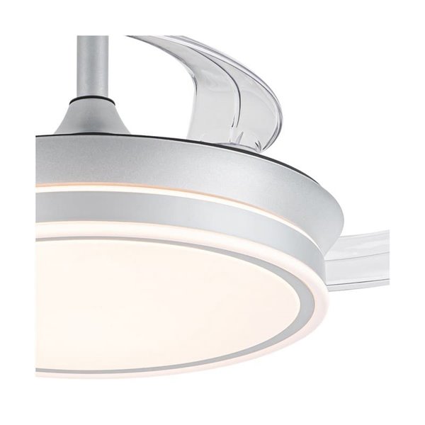 Ventilador de techo LED con aspas retráctiles EVO MINI plata, 46W 5520Lm CCT Dim Smart