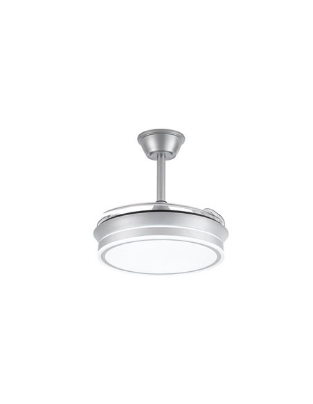 Ventoinha de teto LED com pás retráteis EVO MINI prata, 46W 5520Lm CCT Dim Smart