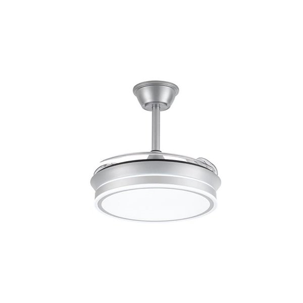 Ventilador de techo LED con aspas retráctiles EVO MINI plata, 46W 5520Lm CCT Dim Smart