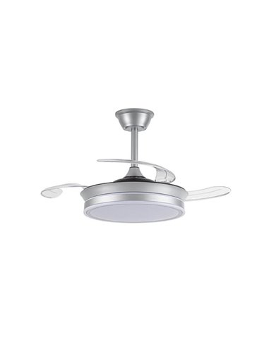 Ventilateur de plafond LED à pales rétractables EVO MINI argent, 46W 5520Lm CCT Dim Smart