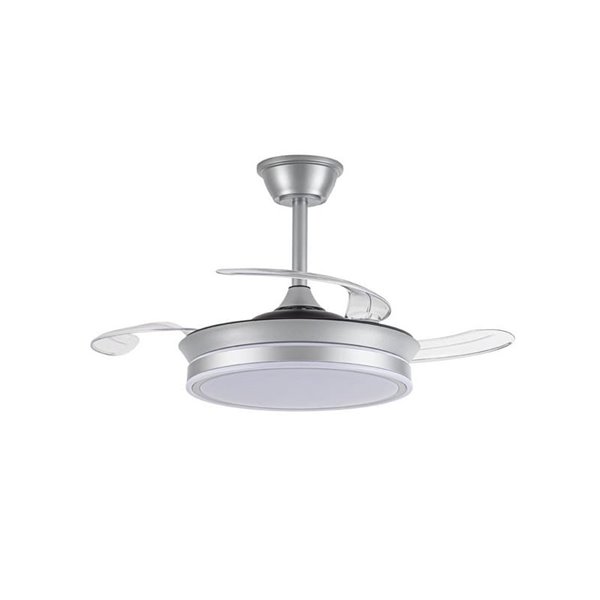 Ventilador de techo LED con aspas retráctiles EVO MINI plata, 46W 5520Lm CCT Dim Smart
