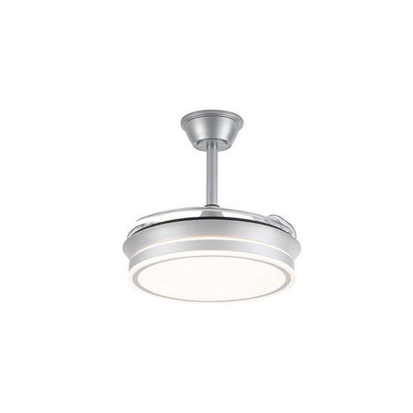 Ventilador de techo LED con aspas retráctiles EVO MINI plata, 46W 5520Lm CCT Dim Smart