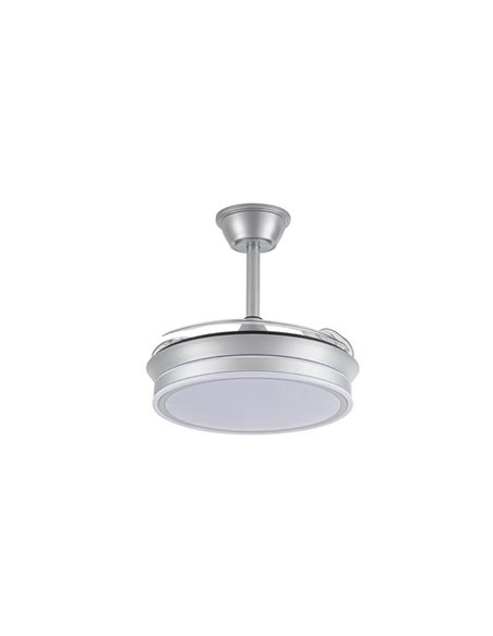 Ventilador de techo LED con aspas retráctiles EVO MINI plata, 46W 5520Lm CCT Dim Smart