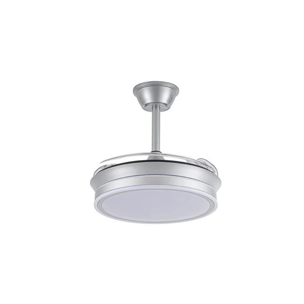 Ventilador de techo LED con aspas retráctiles EVO MINI plata, 46W 5520Lm CCT Dim Smart