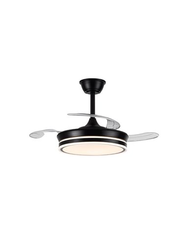 Ventilador de techo LED con aspas retráctiles EVO MINI negro, 46W 5520Lm CCT Dim Smart