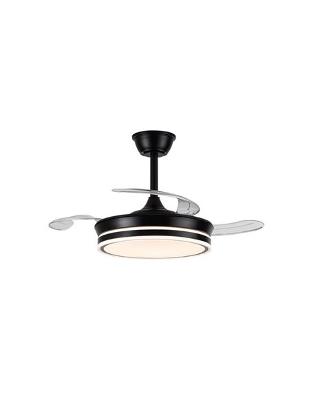 Ventoinha de teto LED com pás retráteis EVO MINI preto, 46W 5520Lm CCT Dim Smart