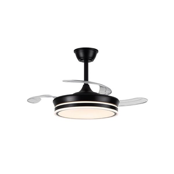 Ventilador de techo LED con aspas retráctiles EVO MINI negro, 46W 5520Lm CCT Dim Smart