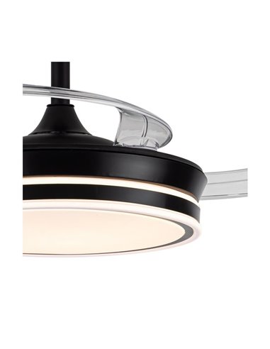 Ventilador de techo LED con aspas retráctiles EVO MINI negro, 46W 5520Lm CCT Dim Smart