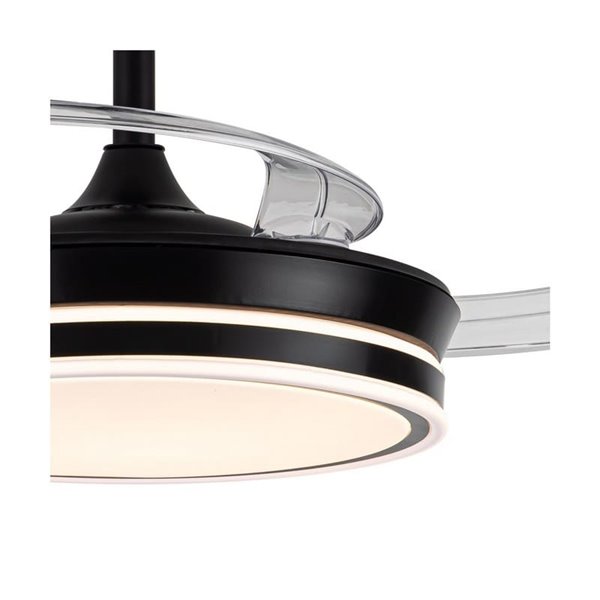 Ventilador de techo LED con aspas retráctiles EVO MINI negro, 46W 5520Lm CCT Dim Smart