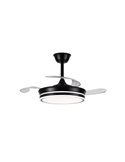 Ventilador de techo LED con aspas retráctiles EVO MINI negro, 46W 5520Lm CCT Dim Smart