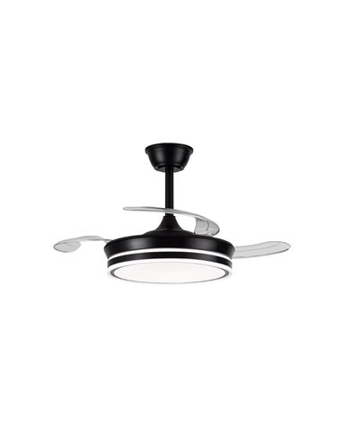 Ventilador de techo LED con aspas retráctiles EVO MINI negro, 46W 5520Lm CCT Dim Smart