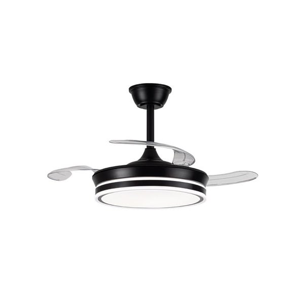 Ventilador de techo LED con aspas retráctiles EVO MINI negro, 46W 5520Lm CCT Dim Smart