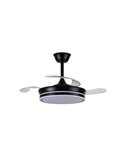Ventilador de techo LED con aspas retráctiles EVO MINI negro, 46W 5520Lm CCT Dim Smart