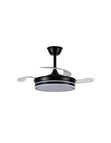 Ventilador de techo LED con aspas retráctiles EVO MINI negro, 46W 5520Lm CCT Dim Smart