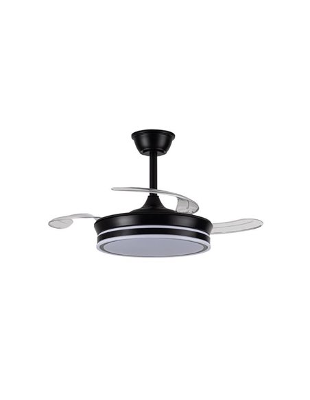 Ventilateur de plafond LED à pales rétractables EVO MINI noir, 46W 5520Lm CCT Dim Smart