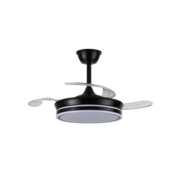 Ventilador de techo LED con aspas retráctiles EVO MINI negro, 46W 5520Lm CCT Dim Smart