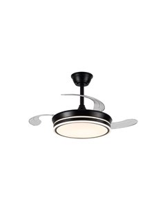 Ventilateur de plafond LED à pales rétractables EVO MINI noir, 46W 5520Lm CCT Dim Smart