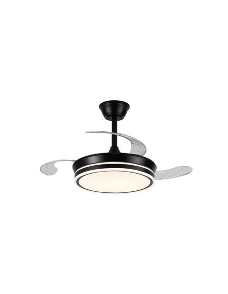 Ventoinha de teto LED com pás retráteis EVO MINI preto, 46W 5520Lm CCT Dim Smart