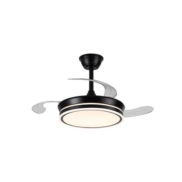 Ventilador de techo LED con aspas retráctiles EVO MINI negro, 46W 5520Lm CCT Dim Smart
