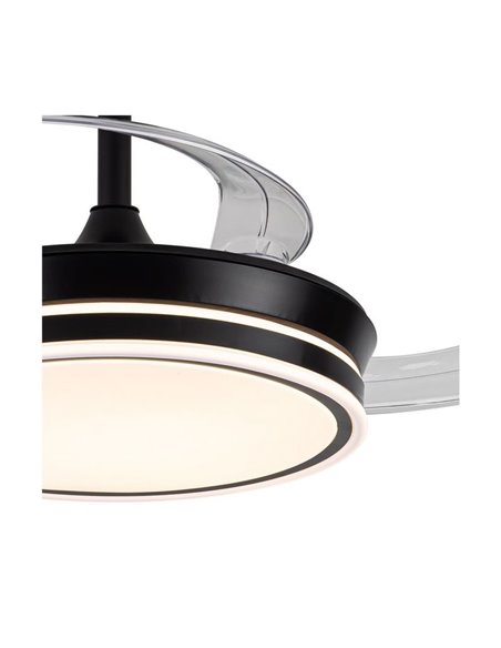 Ventilateur de plafond LED à pales rétractables EVO MINI noir, 46W 5520Lm CCT Dim Smart