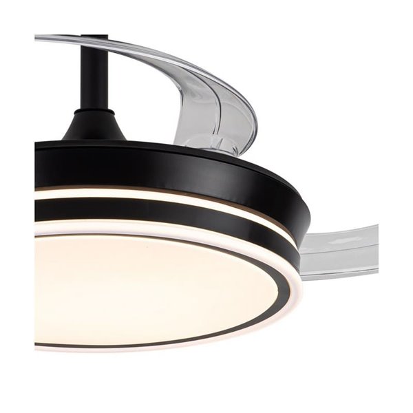 Ventilador de techo LED con aspas retráctiles EVO MINI negro, 46W 5520Lm CCT Dim Smart