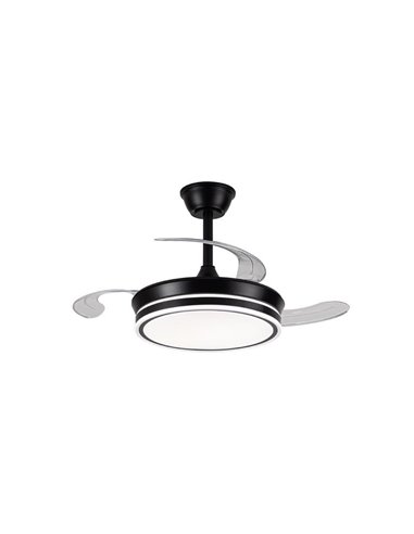 Ventoinha de teto LED com pás retráteis EVO MINI preto, 46W 5520Lm CCT Dim Smart