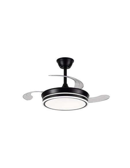 Ventilador de techo LED con aspas retráctiles EVO MINI negro, 46W 5520Lm CCT Dim Smart
