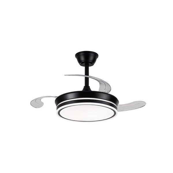 Ventilador de techo LED con aspas retráctiles EVO MINI negro, 46W 5520Lm CCT Dim Smart