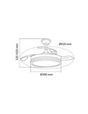 Ventilador de techo LED con aspas retráctiles EVO MINI negro, 46W 5520Lm CCT Dim Smart