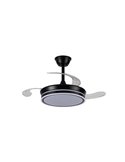 Ventilador de techo LED con aspas retráctiles EVO MINI negro, 46W 5520Lm CCT Dim Smart