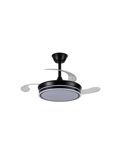 Ventilateur de plafond LED à pales rétractables EVO MINI noir, 46W 5520Lm CCT Dim Smart