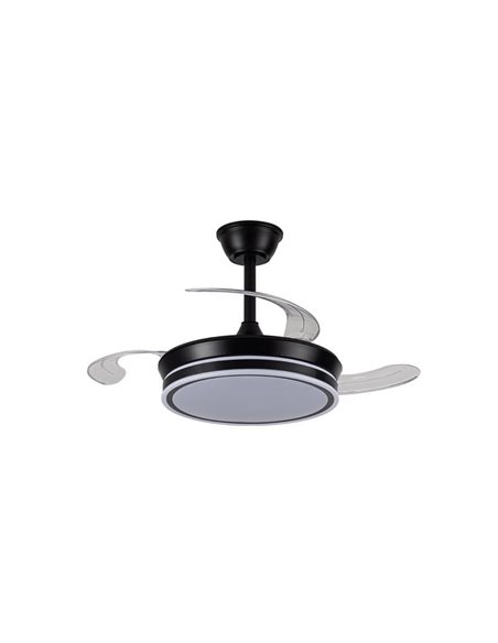 Ventilador de techo LED con aspas retráctiles EVO MINI negro, 46W 5520Lm CCT Dim Smart
