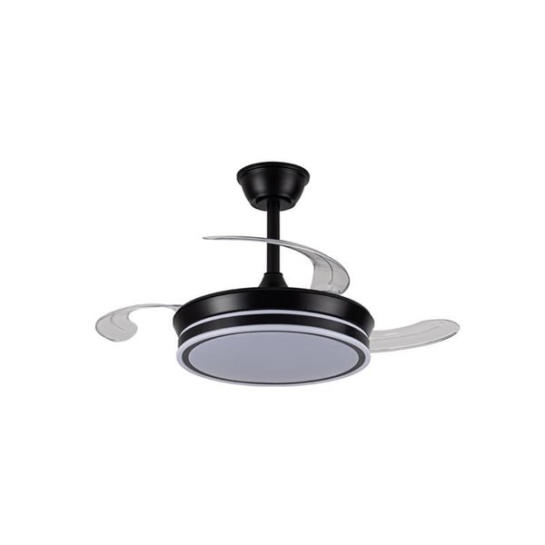 Ventilador de techo LED con aspas retráctiles EVO MINI negro, 46W 5520Lm CCT Dim Smart