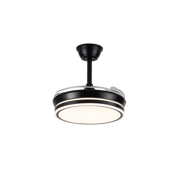 Ventilador de techo LED con aspas retráctiles EVO MINI negro, 46W 5520Lm CCT Dim Smart