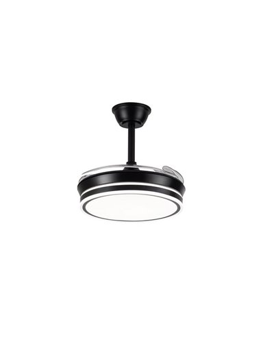 Ventoinha de teto LED com pás retráteis EVO MINI preto, 46W 5520Lm CCT Dim Smart