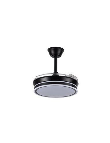 Ventilador de techo LED con aspas retráctiles EVO MINI negro, 46W 5520Lm CCT Dim Smart