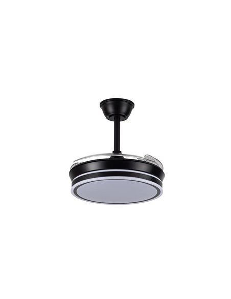Ventoinha de teto LED com pás retráteis EVO MINI preto, 46W 5520Lm CCT Dim Smart