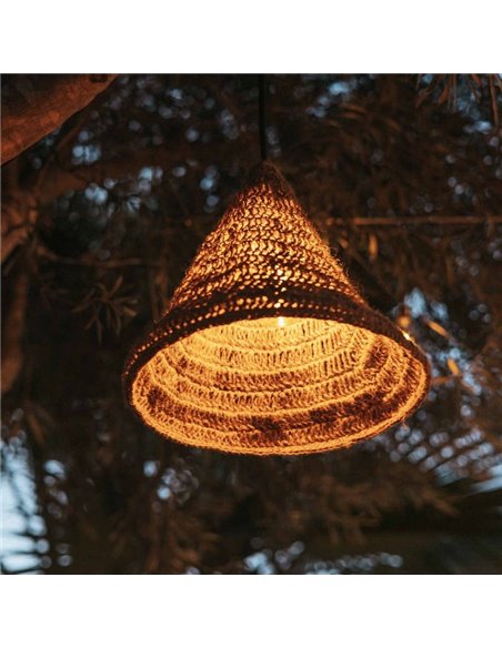 Suspension MARO HANG en fibres naturelles, E27, IP54, câble de 5 m