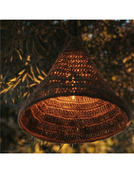 Suspension MARO HANG en fibres naturelles, E27, IP54, câble de 5 m